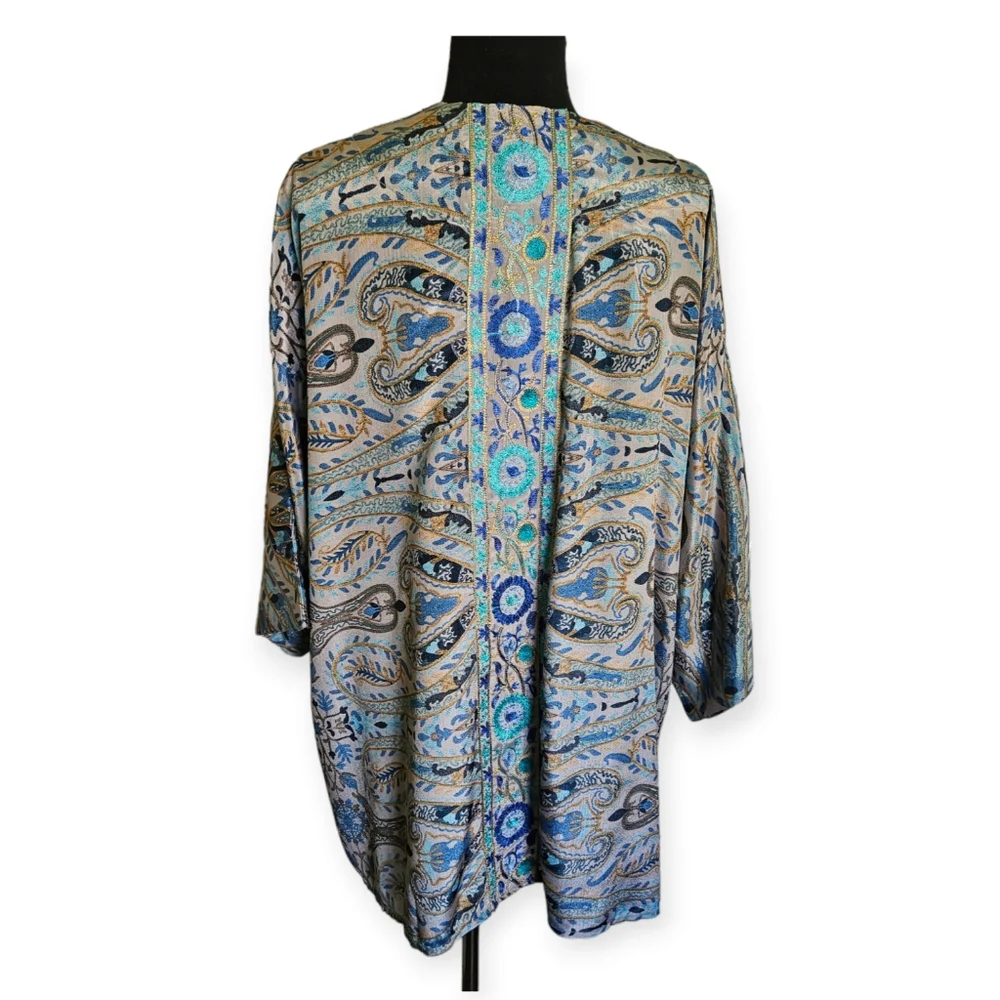 Soft Surroundings Medina Floral Jacquard Embroidered Kimono Size S M - Picture 4 of 9